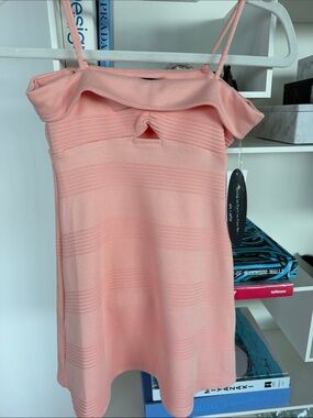 Nordstrom Peach Pink Spaghetti-Strap Knit Mini Dress